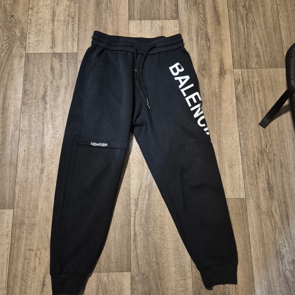 Balenciaga Black Joggers with White Logo